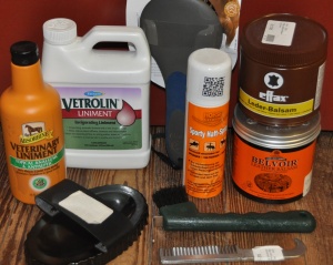 Tack Cleaning Supplies, as well an assortment of grooming supplies, etc.